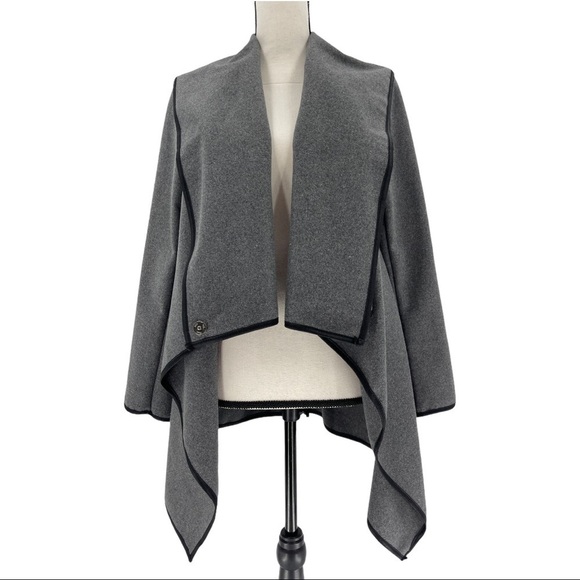 Jackets & Blazers - Womens Gray Open Front Waterfall High Low Jacket M